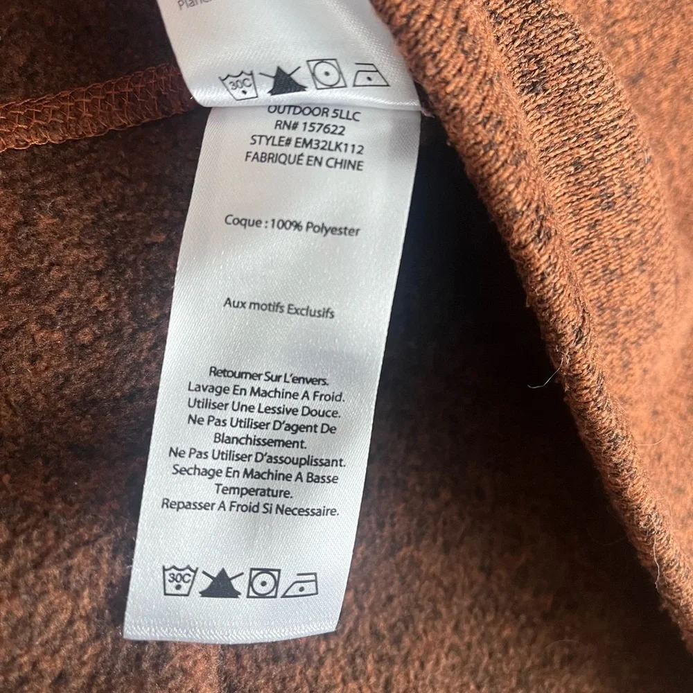 Eddie Bauer Mens L Fleece 1/4 Zip Pullover Jacket Dark Orange Rust Long Sleeve - Picture 7 of 11